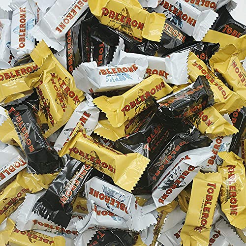 LaetaFood Toblerone Candy, Milk Dark White Chocolate Variety Pack, Individually Wrapped Bite Size Bars (2 Pound Bag)