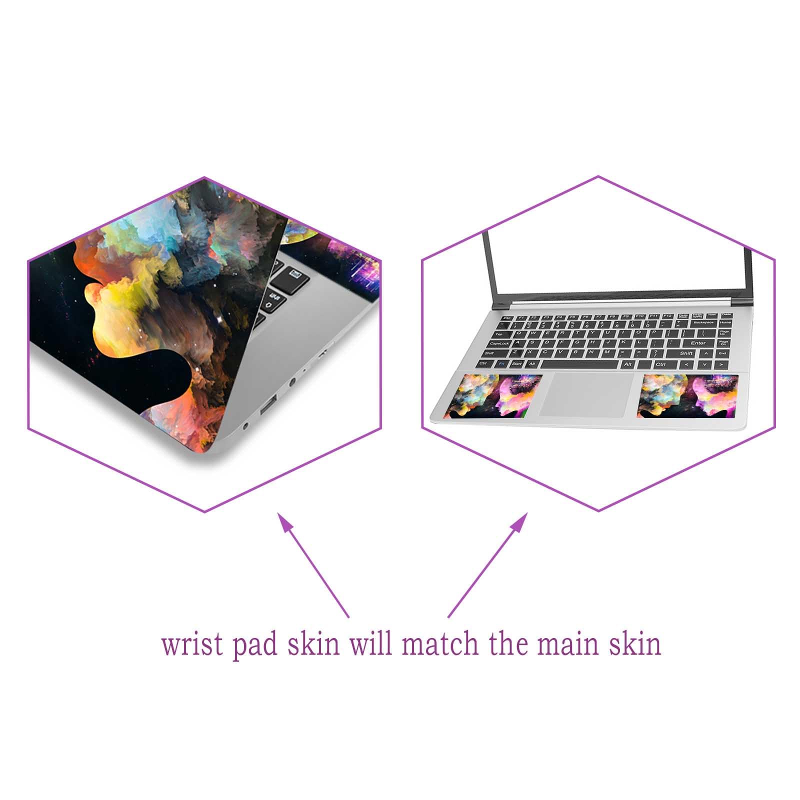 Autocollant Ordinateur Portable Autocollants Pour PC PLIGREAT - Motifs Colorés - 38x27cm - Adaptables 12-15" - Vinyle Amovible Stickers