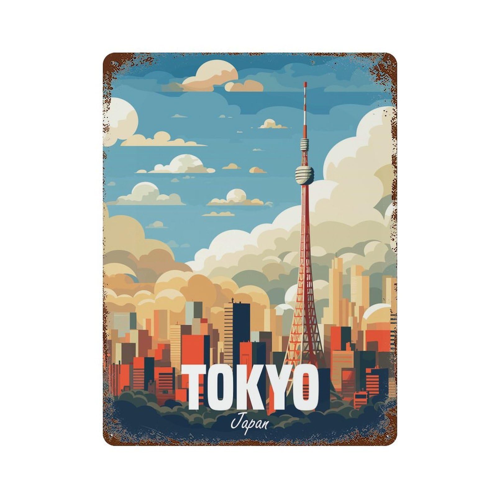 Tokyo Japan Retro Metal Sign 15.7"x11.8", Shabby Chic Decor for Garage, Pub Or Kitchen