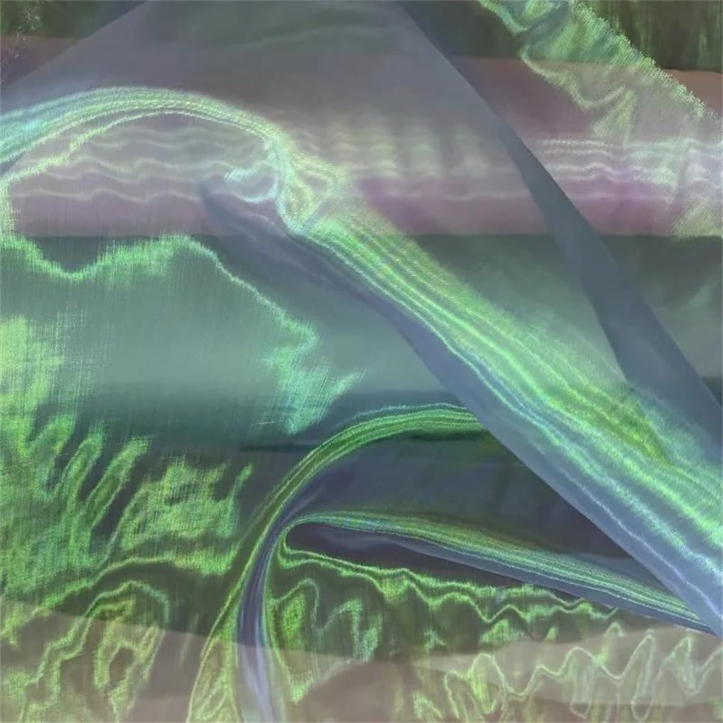 Tkanina z organzy, Syrena opalizujący gradientowy tiul tęczowy przezroczysty 1-5 jardów do sukni ślubnej(5 yards#pastel)