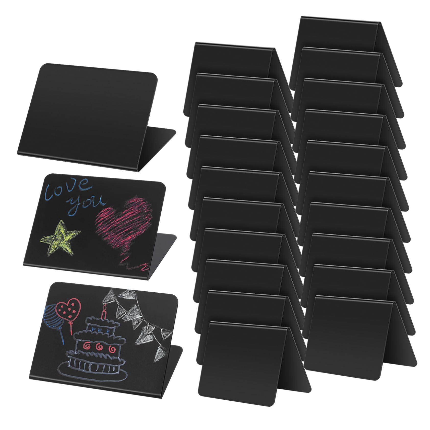 Uonlytech 40 Pizarras Pequeñas de Pvc Negras para Buffet Diseño Simple y Forma en V, Ideales para Restaurantes y Fiestas, Resistentes y Abundantes para Señalización de Comida