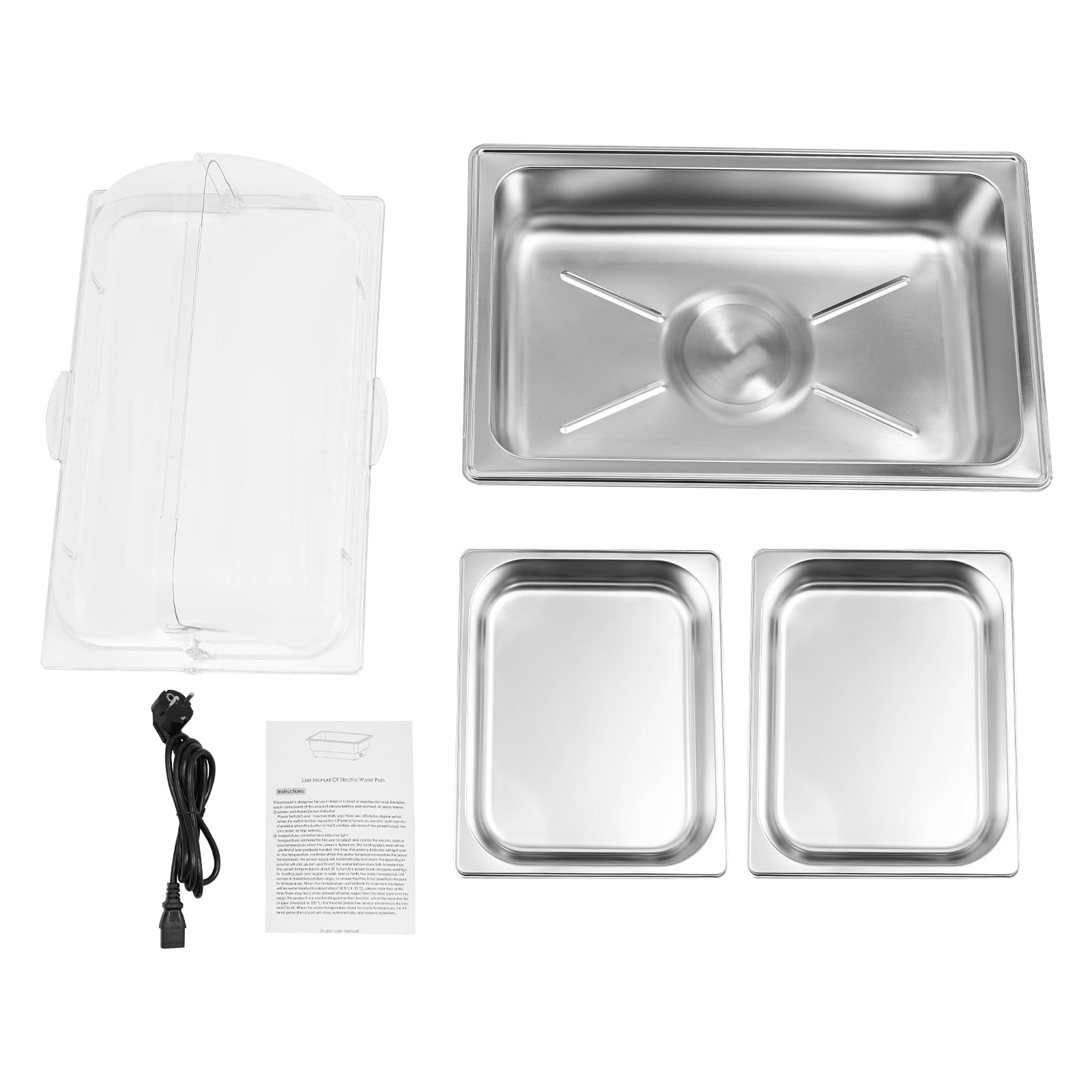 600 W Chafing Dish - Riscaldatore elettrico per buffet, per alimenti con coperchio, con temperatura regolabile da 35 a 90 ℃ (2 x 4,5 l + 9 L)