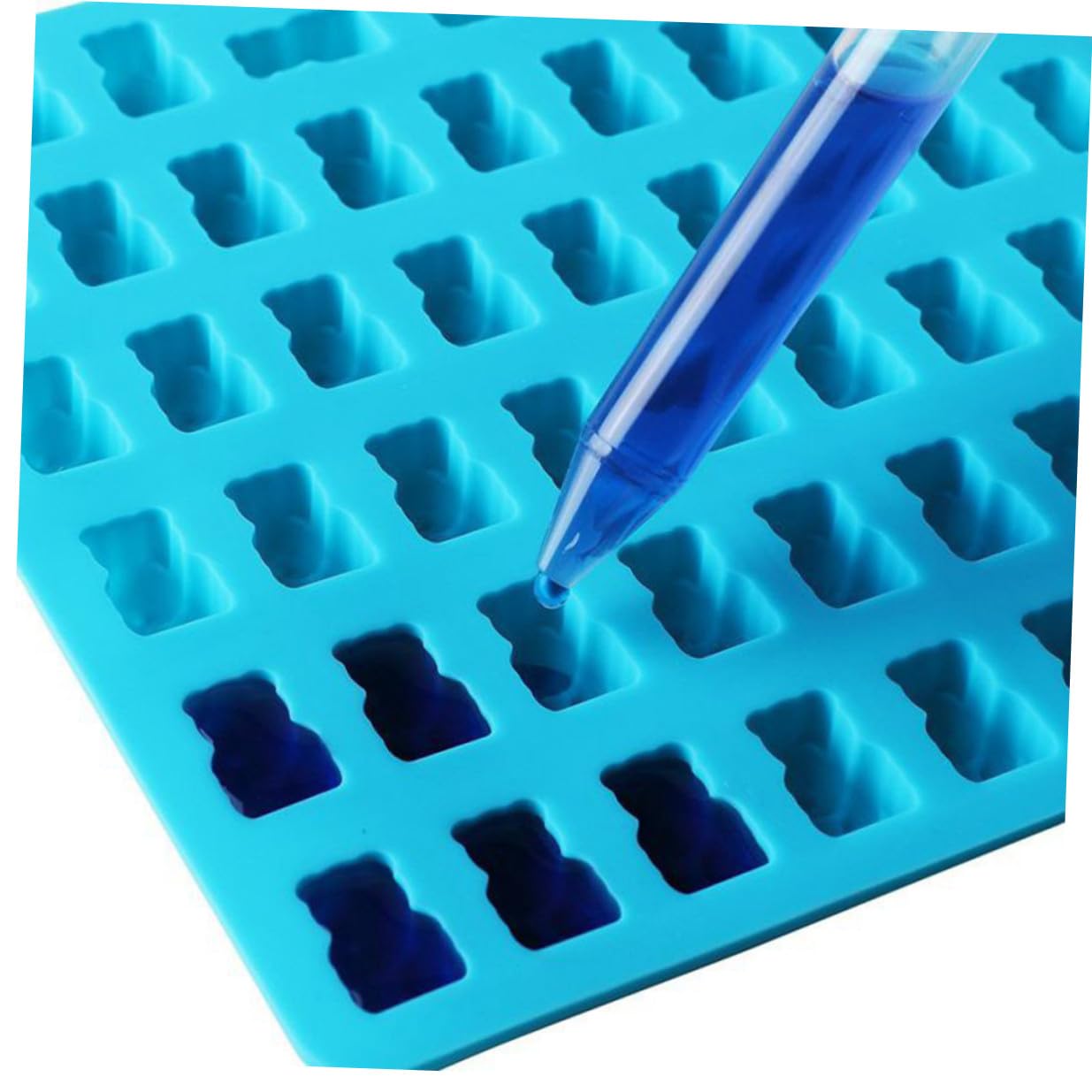 Moule à Chocolat Ours en Silicone 53 Cavités 4 Lots avec Compte-gouttes