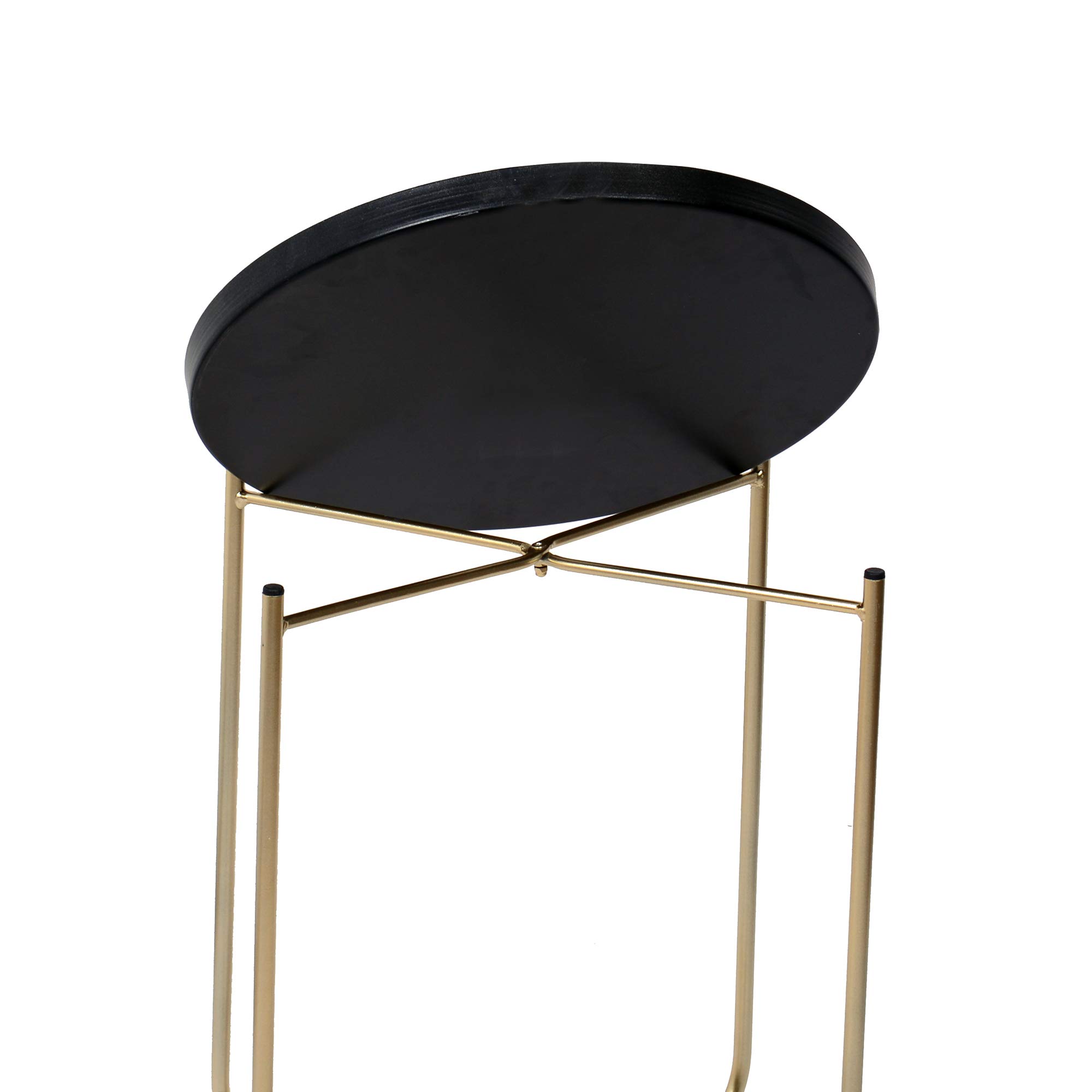 Tuoni Belly Tavolino Da Caffè in Metallo Verniciato Oro Con Vassoio Amovibile, Design Moderno, Ø43 Cm, Altezza 49 Cm Per Soggiorno E Camera