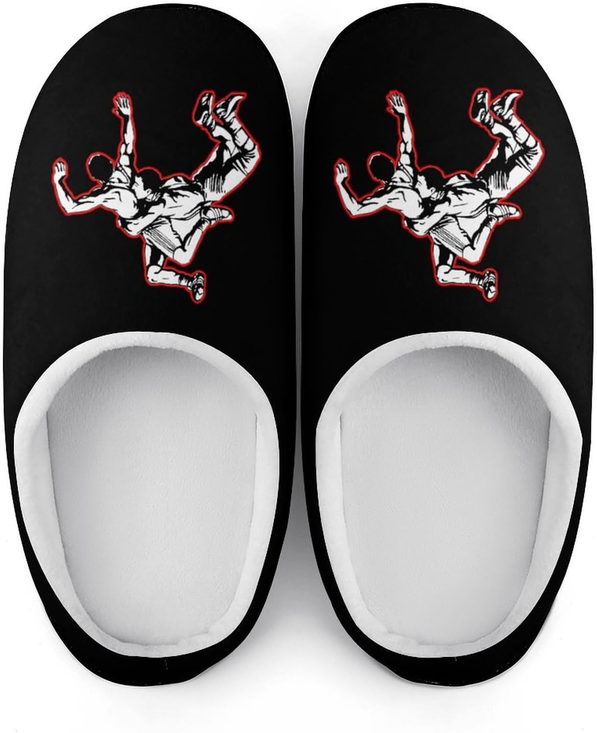 U.S. Wrestling Women's House Slippers Memory Foam Warm Shoes Spa Rubber Sole Indoor Outdoor