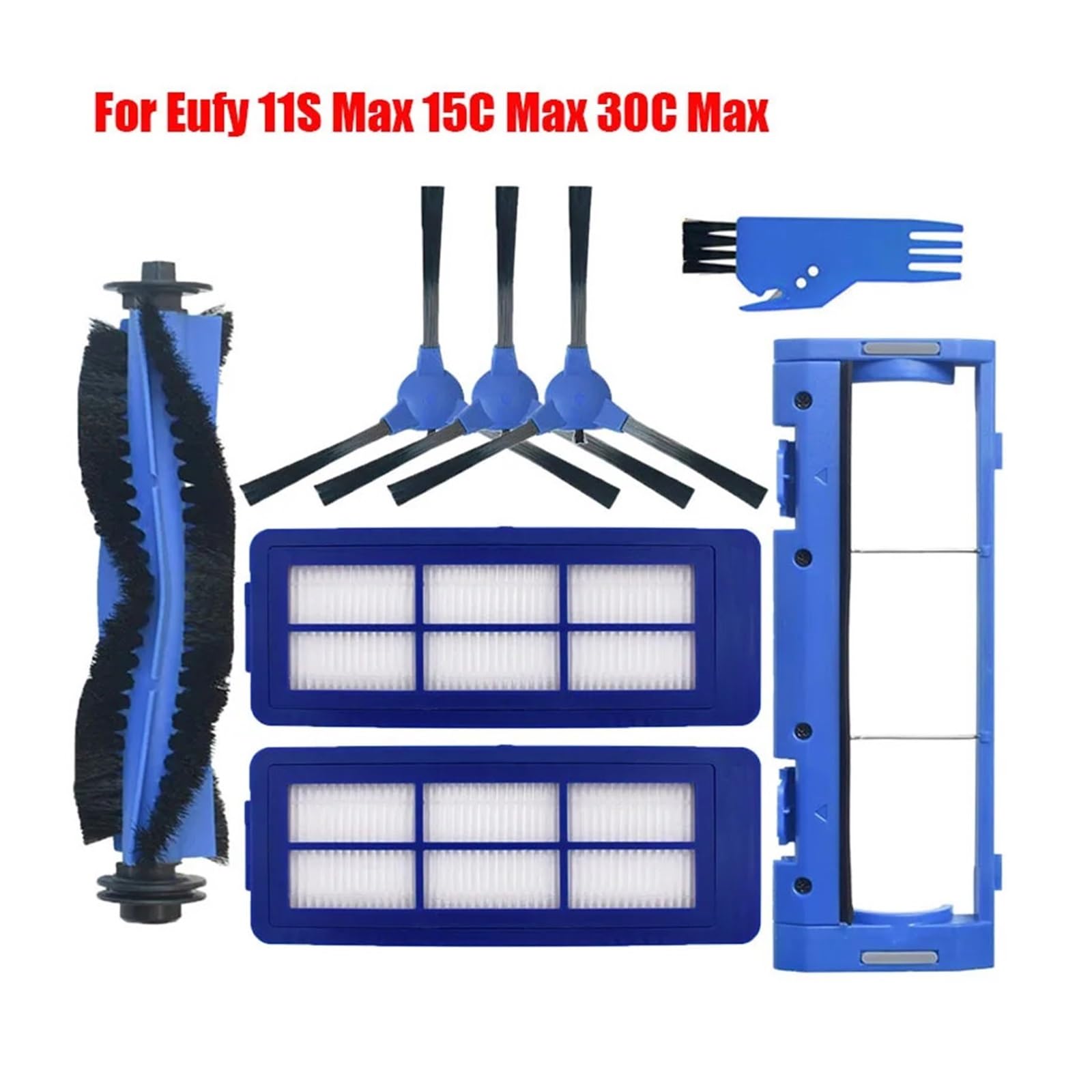 Główna szczotka boczna odkurzacza, pasująca do Eufy 11S Max 15C Max 30C Max filtr Robotic Brush Roller Brush Cover Parts szczotki próżniowe i filtr(Set15)