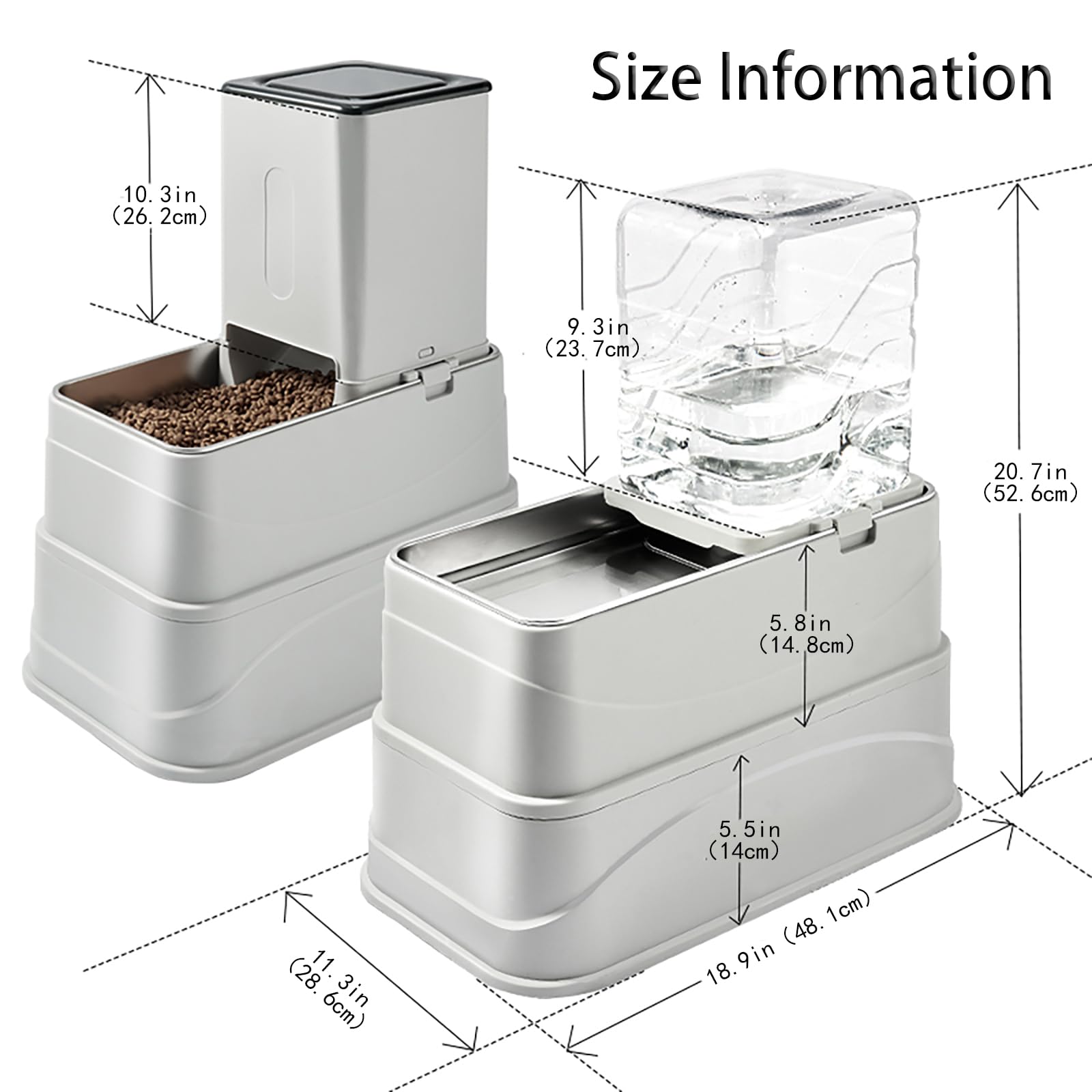 Marchul 8L Automatischer Hundefutterspender und Bewässerungs-Set, Erhöhter Edelstahl Hundefutter und Wassernäpfe, Automatischer Haustier Wasserspender Pet Feeder für Kleine Mittlere Hunde, Welpen