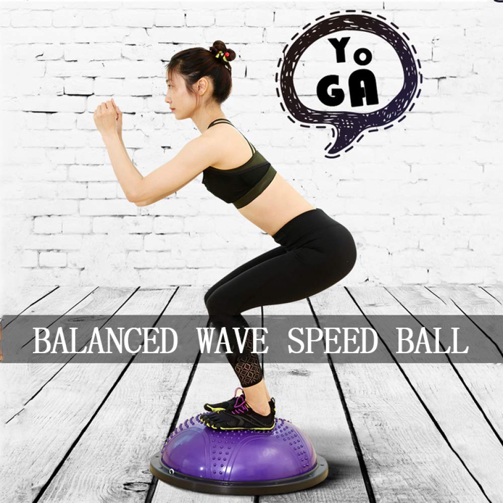 Balance Trainer，Yoga-Ball, Halbes Yoga Übung Ball Balance Trainer Fitness Pilates Krafttraining Workout Gym Kernkraft Bauchmuskeln Beweglichkeit Traine Mit Fußpumpe,Blue