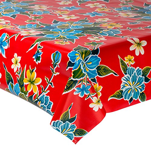 - Fantastik - Mantel de Hule para Mesa (120 cm Ancho - Largo por Medio Metros) Modelo Hibisco Rojo