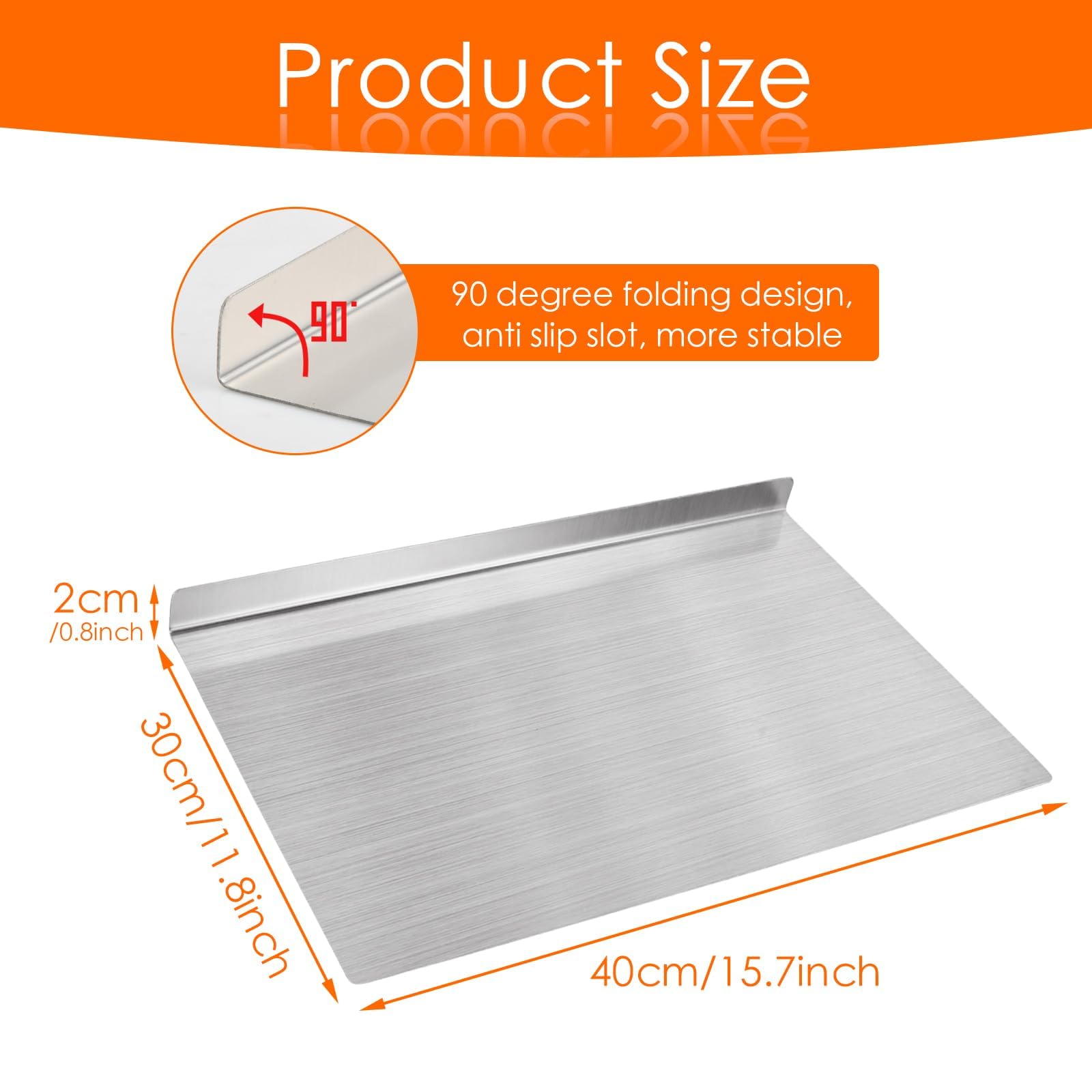 Tabla de Cortar Acero Inoxidable 40 x 30 cm con Borde Protector Encimera