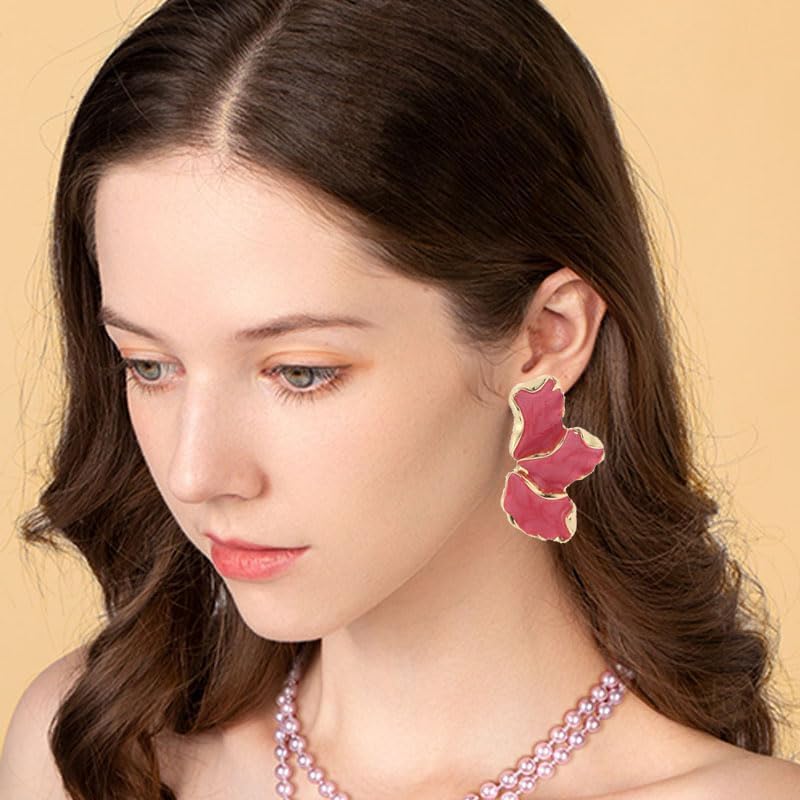 coadipress Irregular Flower Earrings for Women Unique Statement Petal Dangle Earrings Large Colorful Flower Earrings Fashion Chunky Floral EarringsTrendy Statement Earrings Jewelry Gifts - Image 4