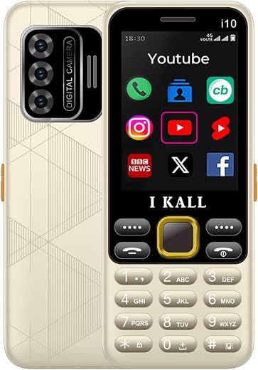 IKALL I10 4G Keypad Mobile Phone | 2.8" Display, Dual SIM, 3.5mm Jack | Loud Speaker, Supporting FB, Utube, Insta | Multim...