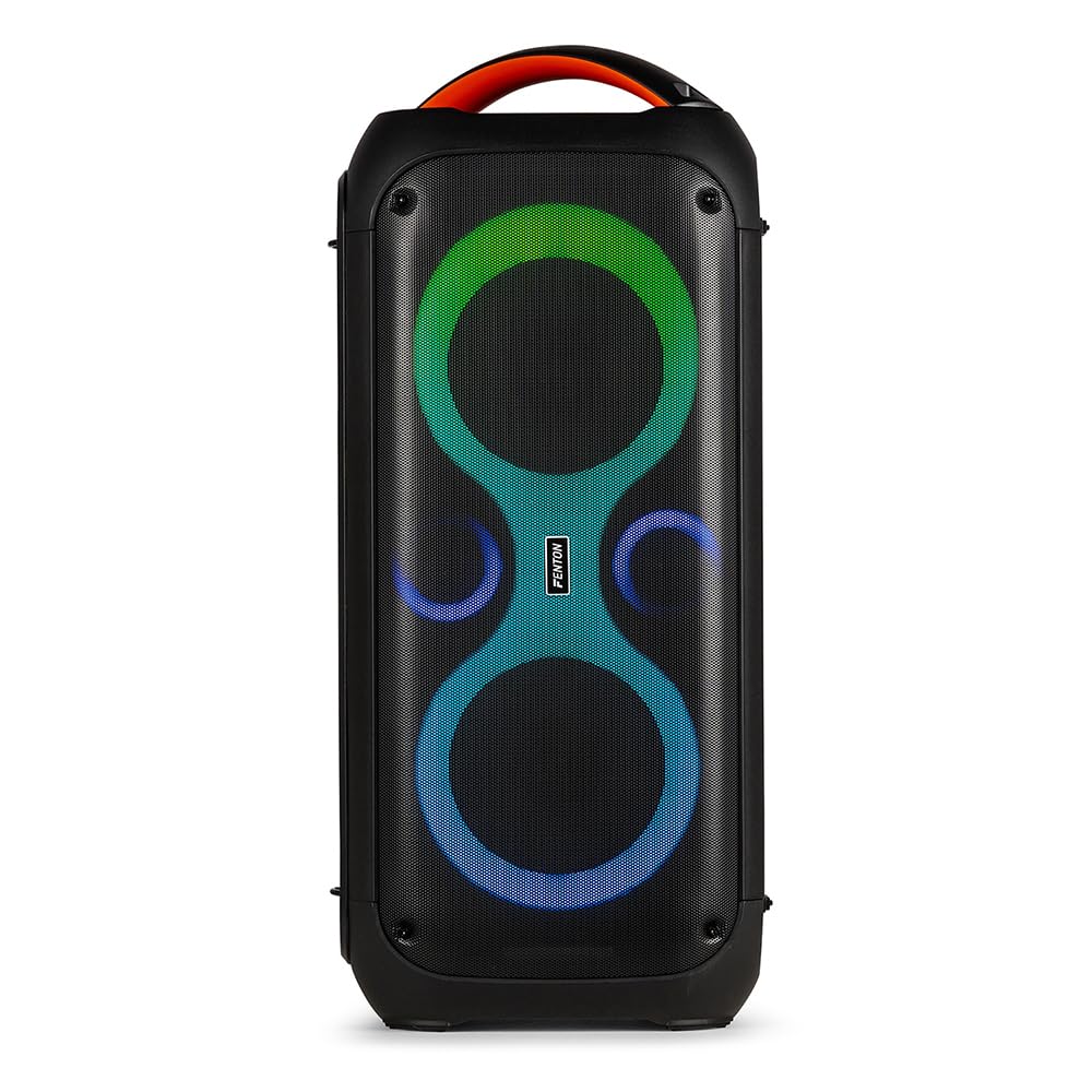 Fenton Core120 - Scatola musicale Bluetooth grande, 180 W, batteria 12 ore, microfono karaoke, BT 5.3, cinghia a tracolla, telecomando, scatola Bluetooth, per feste e feste, per la musica, portatile