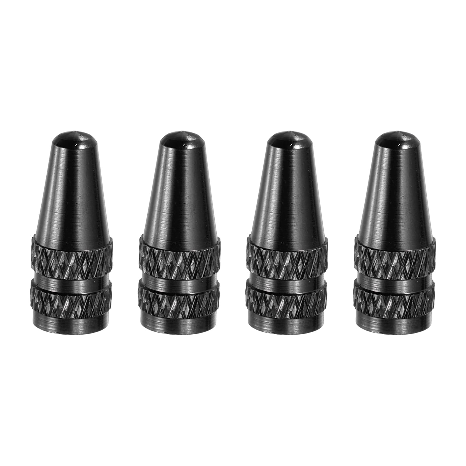 PATIKIL Bicycle Tire Valve Stem Caps, 4 Pack Anodized Aluminum French Style Universal Bicycle Tire Caps for Mountain Bikes Road Bikes, Black