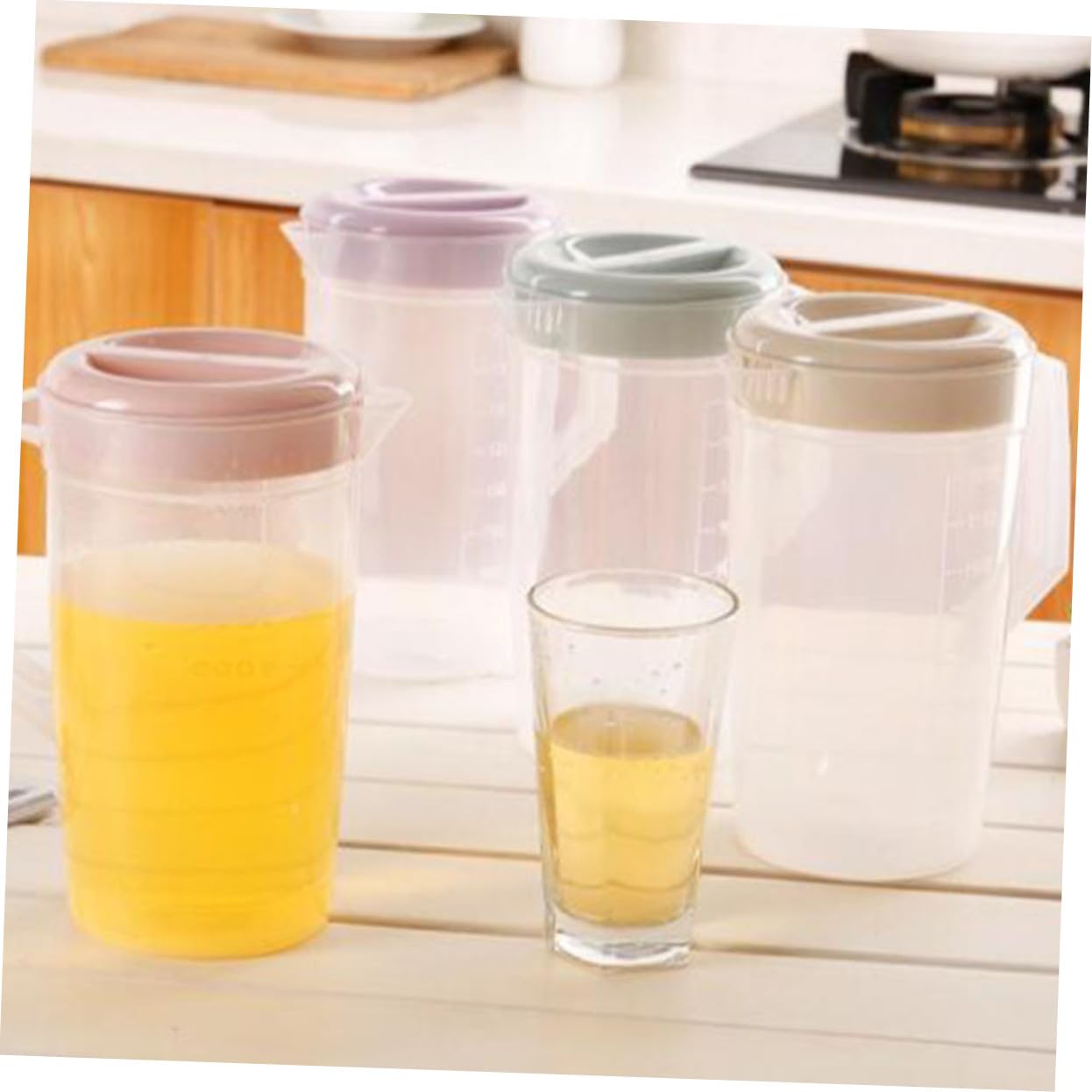 Jarra Grande de Plástico Resistente al Calor y Frío con Tapa Hermética Jarra para Bebidas Tetera de Alta Capacidad Violeta Reutilizable