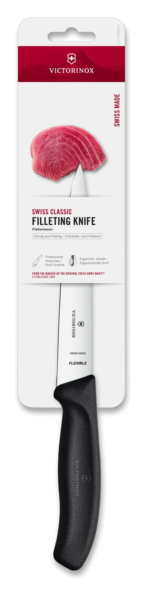 Victorinox Swiss Classic Coltello per sfilettare, 16 cm, manico ergonomico, lama flessibile, nero