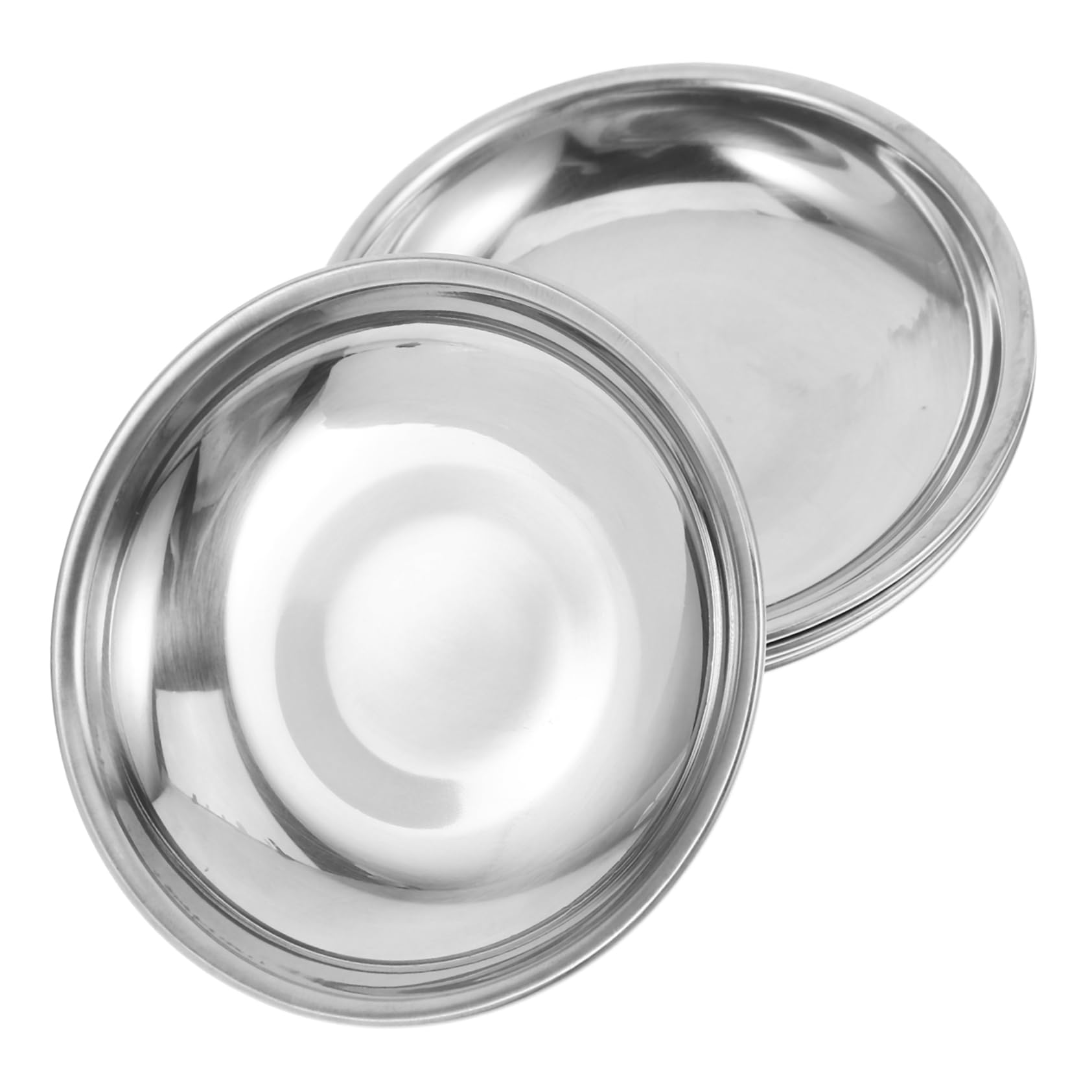 5Pcs Thickened Stainless Steel Round Dipping Tray Versatile Serving Plates for Soy Sauce Condiments Snacks for Home Parties and Restaurants