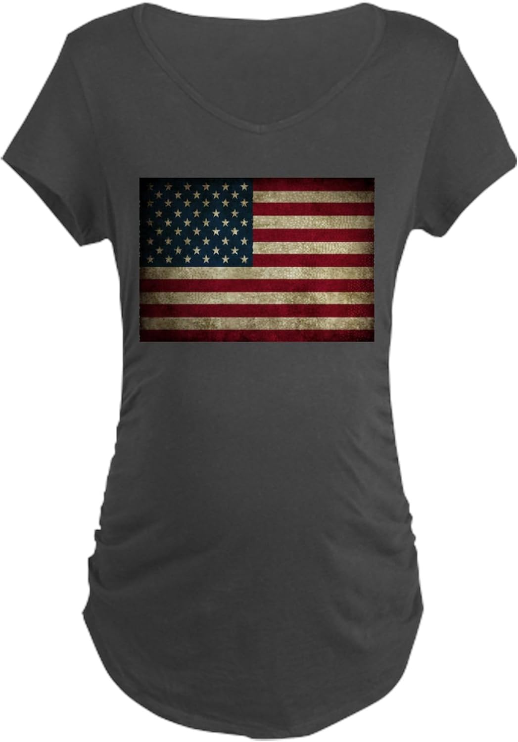 CafePress Grunge American Flag Women's Maternity T Shirt Women's Maternity Ruched Side T-Shirt