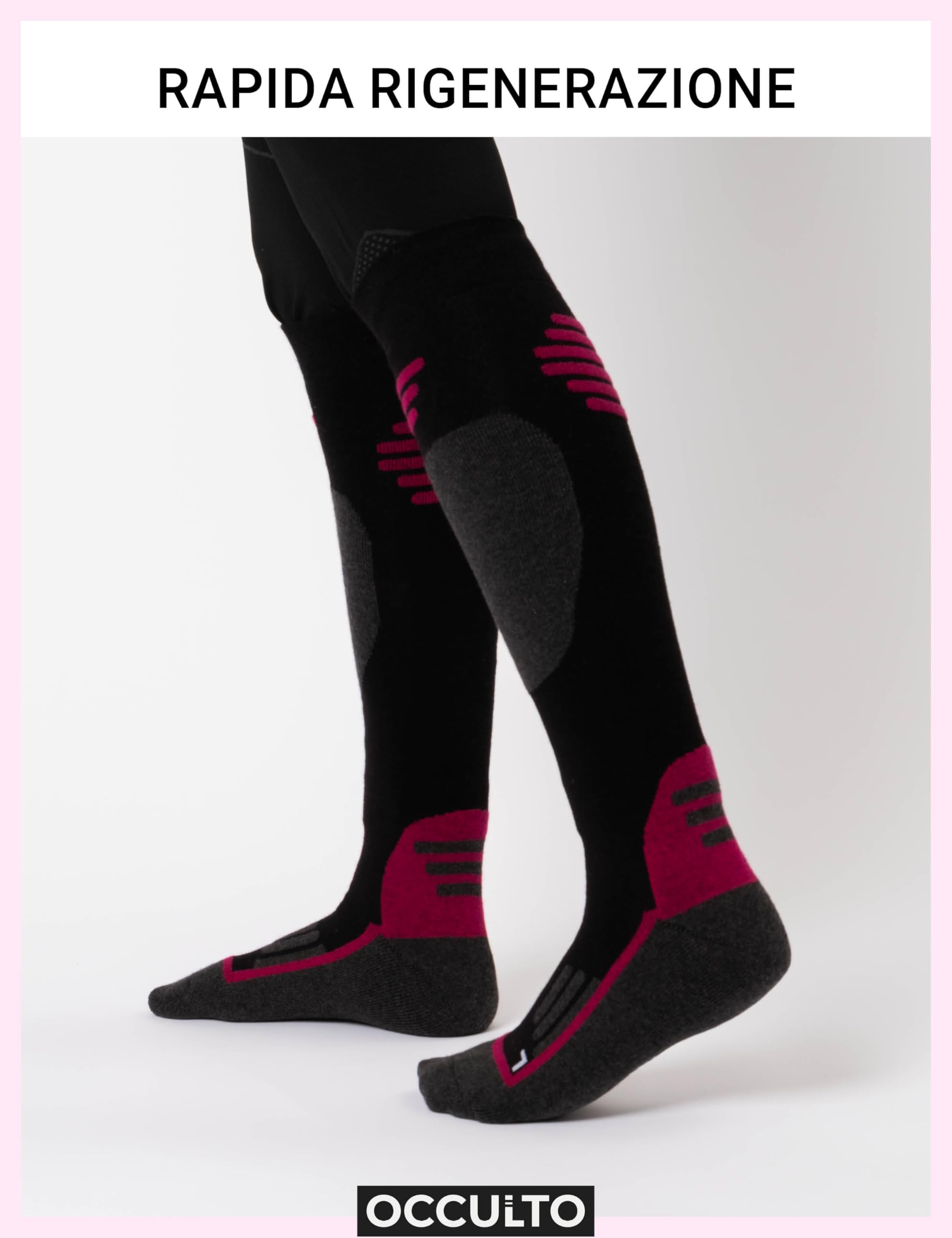 Occulto Calze da Sci Lana Merino Uomo & Donna pacco da 2 (modello: Toni)