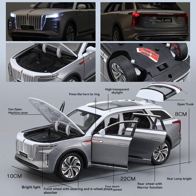 Image of 1:24 Scale Diecast Red Flag HONGQI-H9 Alloy Car Model - Officially Authorized Metal Model SUV with Openable Doors & Pull Back Action - Collectible Toy Car for Kids & Adults【Colors as Per Stock 】
