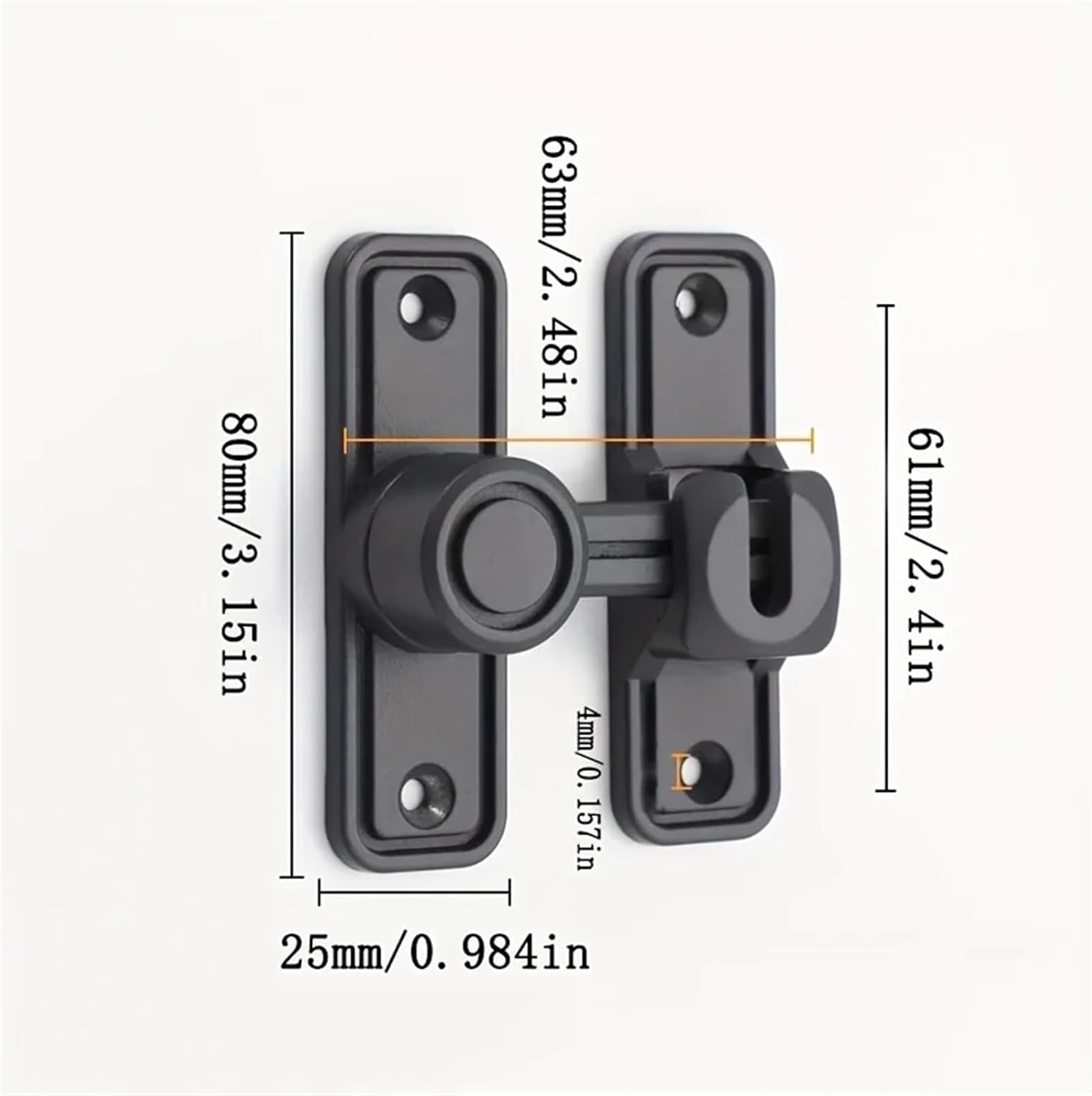 90-Degree Flip Bolt Sliding Door Latch for Barn Doors, Cabinets, and Gates(Sliver)