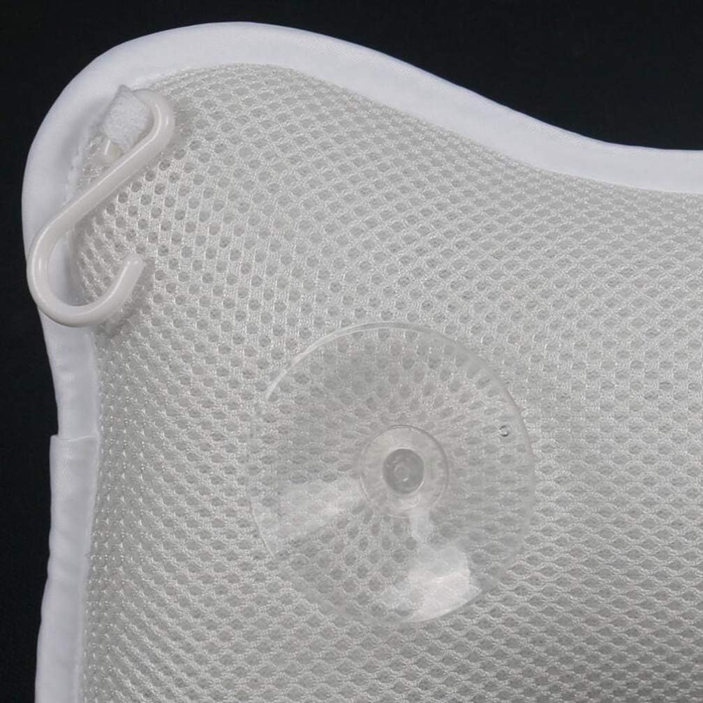 Bathtub Pillow 1 Pcs Soft Bath Pillow with Suction Cups for Neck and Shoulder Support Cushion (White)