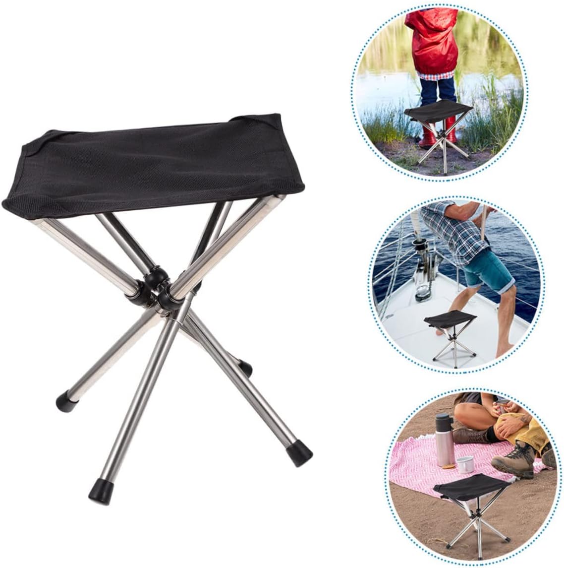 Teles Folding Stool Camping Chair Outdoor Foldable Fishing Chair Portable Seat Extendable Stool for Fishing Trips