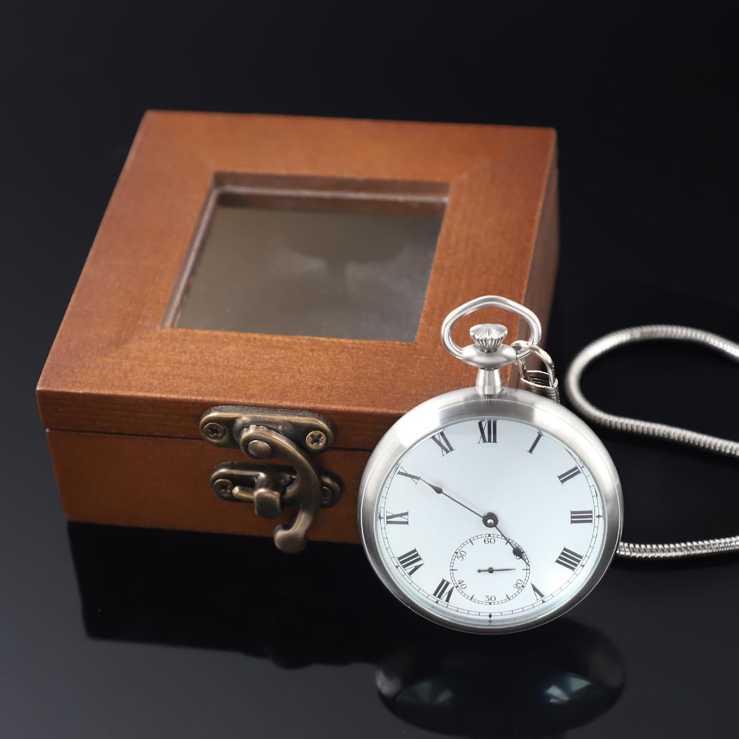 Luxury Pocket Watch Box Wooden Box Single Gift Box Display Storage Case