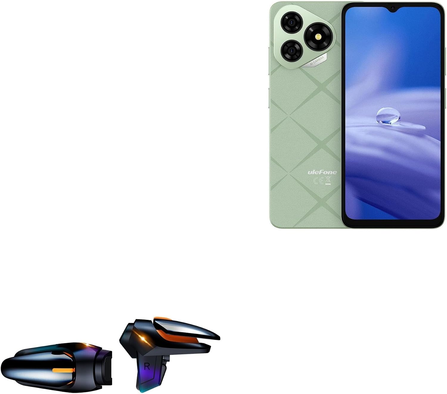 BoxWave Gaming Gear Compatible with Ulefone Note 19 - Touchscreen QuickTrigger Auto, Trigger Buttons Autofire Gaming Mobile FPS - Jet Black