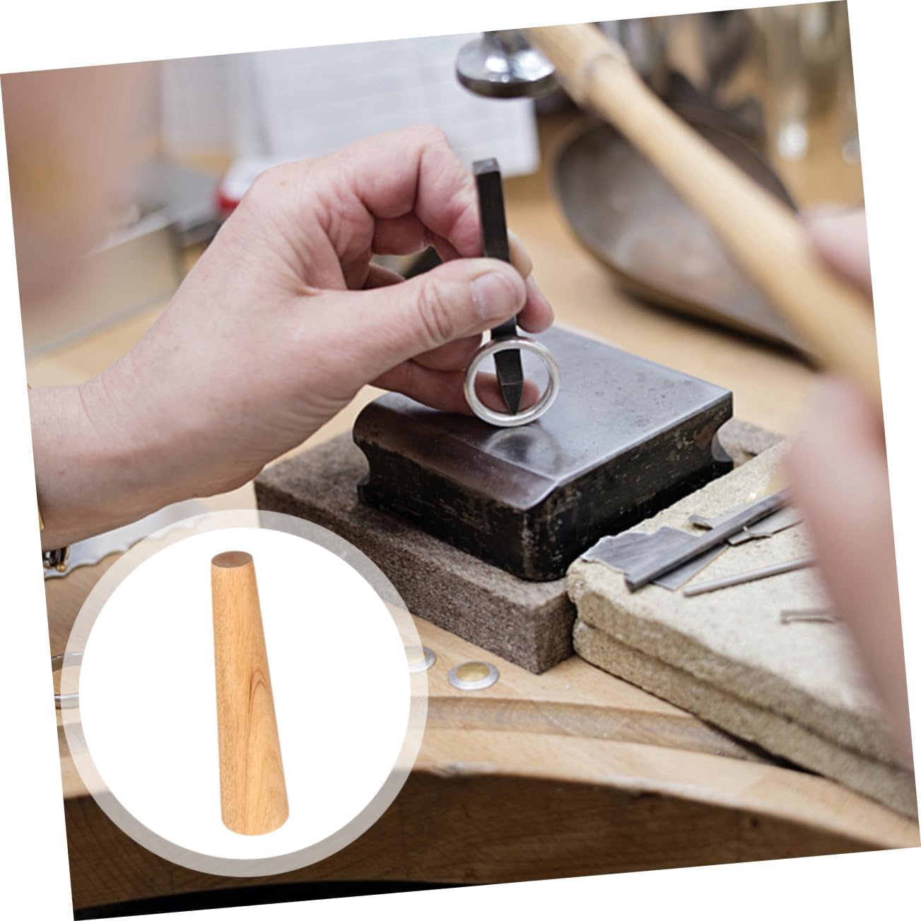 VILLFUL Professional Jewelry Making Kit Round Bangle Mandrel Solid Wood Bracelet Sizer