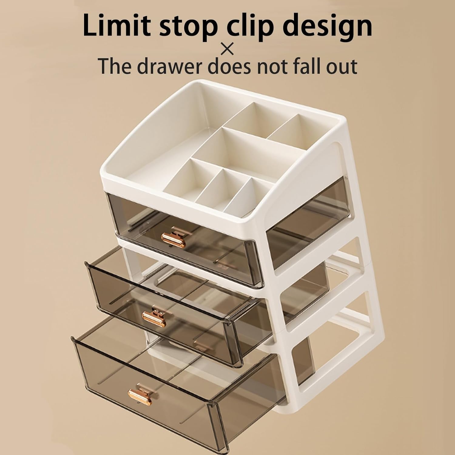 Desktop Drawer Organizer, Multi-Layer Storage Box with Dividers, Plastic Desk for Office Supplies Cosmetics Countertop(8.2 * 6.6 * 13.5in)