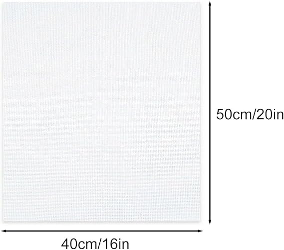 Needlepoint Canvas,14-Mesh Blank White Canvas Cotton, White Cross Stitch Embroidery Fabric for Embroidery, Knit Crochet Projects,16'' X 20''