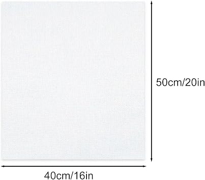 Needlepoint Canvas,14-Mesh Blank White Canvas Cotton, White Cross Stitch Embroidery Fabric for Embroidery, Knit Crochet Projects,16'' X 20''