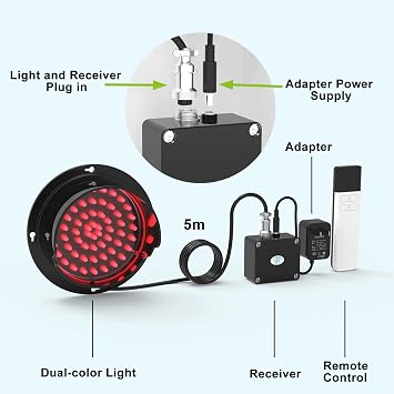 LED Traffic Light with Remote Control, 2-in-1 Red/Green Stop Light, Industrial Signal Lamp, Loading Dock Traffic Indicator Warning Light, for Indoor and Outdoor(100mm/4in)