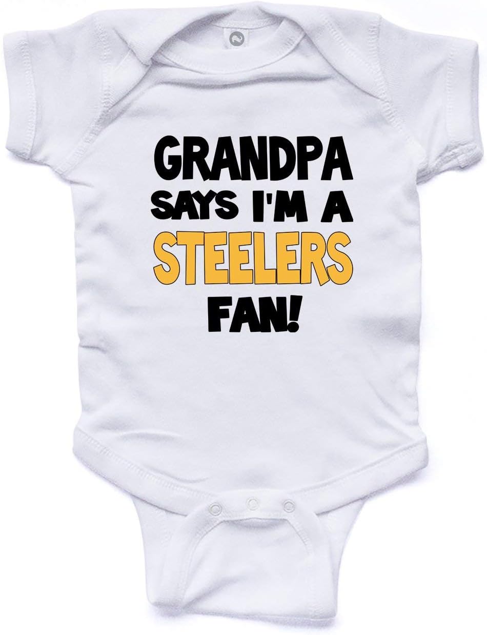 NanyCrafts Baby's My Grandpa Says I'm a Steelers Fan Bodysuit, Baby Steelers Fan