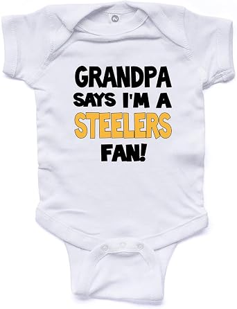 NanyCrafts Babys My Grandpa Says Im a Steelers Fan Bodysuit, Baby Steelers Fan