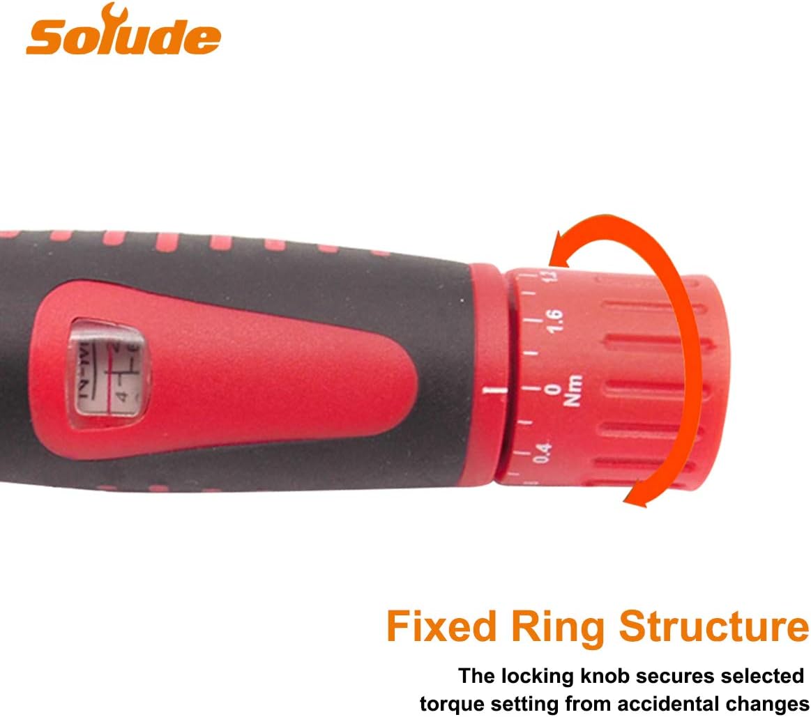 Greatest Product SOLUDE 15 Piece 1/4 Bicycle Torque Wrench Set,2-24N.m Cycling Bike Maintenance Socket Tools Kits with 1/4 to 3/8 Adapter, Extension Bar and Protective Storage Box Exclusive Discount 🔥 SOLUDE 15 Piece 1/4 Bicycle Torque Wrench Set,2-24N.m Cycling Bike Maintenance Socket Tools Kits with 1/4 to 3/8 Adapter, Extension Bar and Protective Storage Box