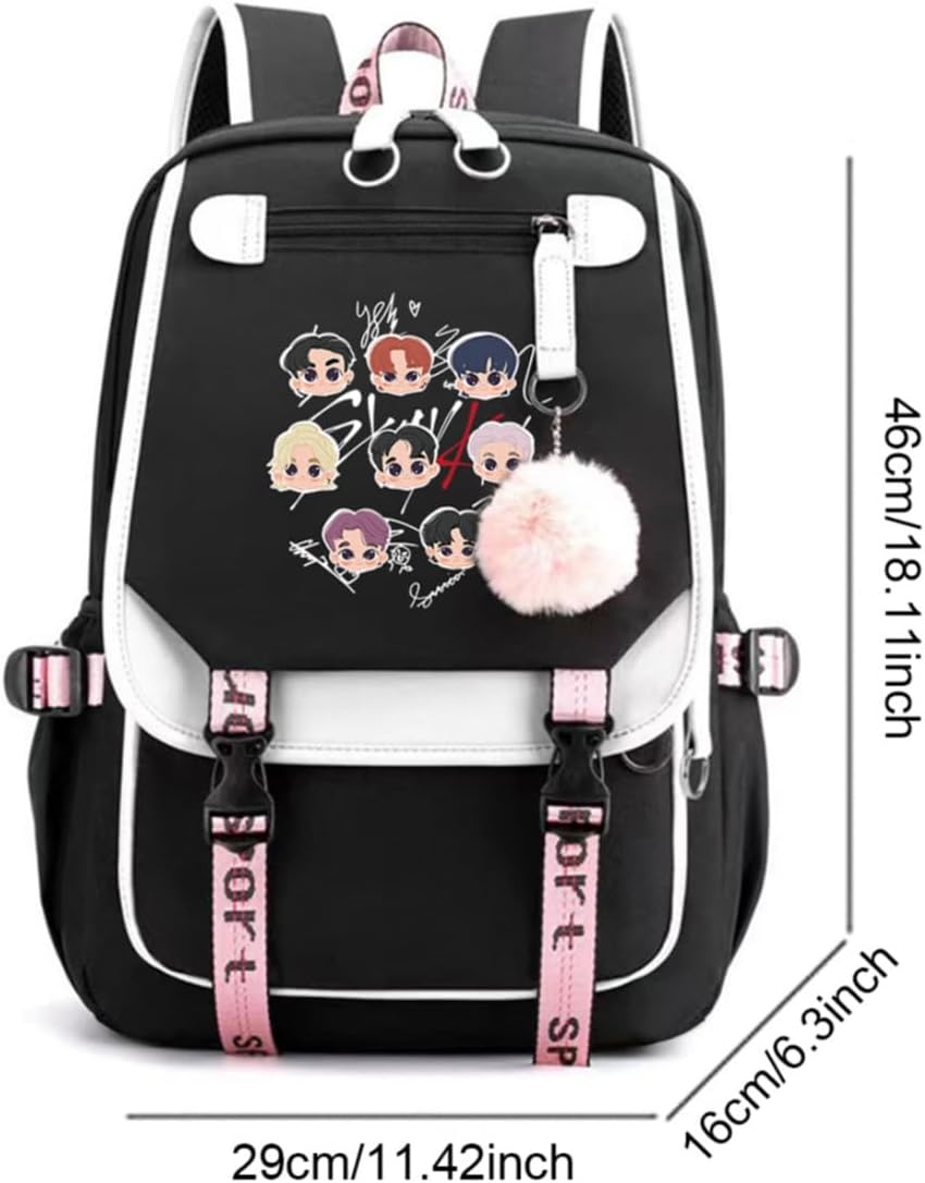 Stray Backpack Korean Casual Daypack Laptop Bag College Bag Unisex Black 32cm*15cm*45cm - Image 3