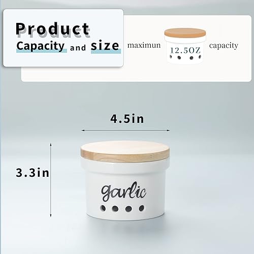 Miniatura 2 de HAOTOP Garlic Keeper con tapa, recipiente de cerámica para encimera, decoración de cocina de granja