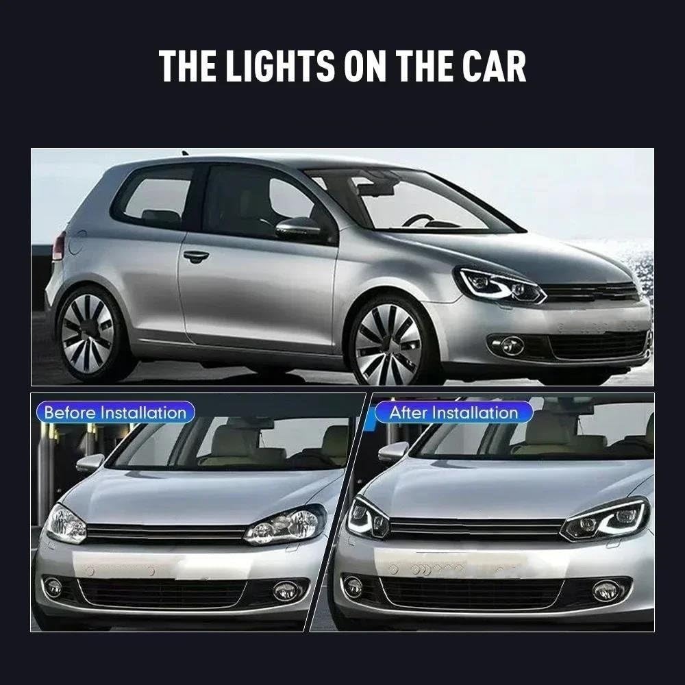 Coppia Di LED Gruppo Faro Per Auto Per VW Per Golf 6 MK6 2010-2014 | Fari DRL Segnale Sintonizzazione Plug And Play Lampada Frontale(Guidatore destro)