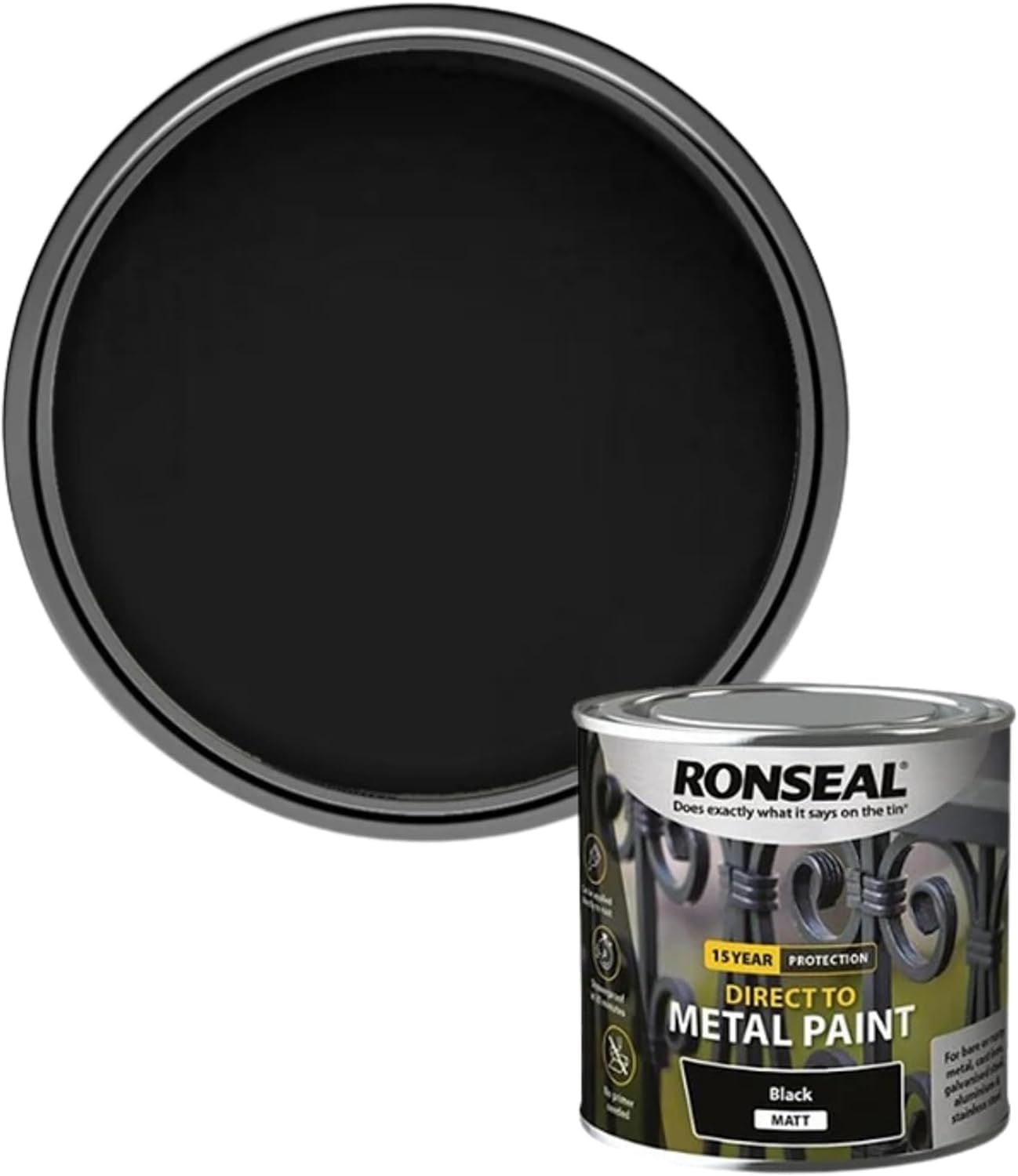 DUAYRA Metal Paint | Anti Rust Water Based | Quick Drying Formula | Long Lasting Finish | Metal Surface Paints | No Primer Needed | Tough, Durable & Weather Resistant | (Black Matt, 250ml)