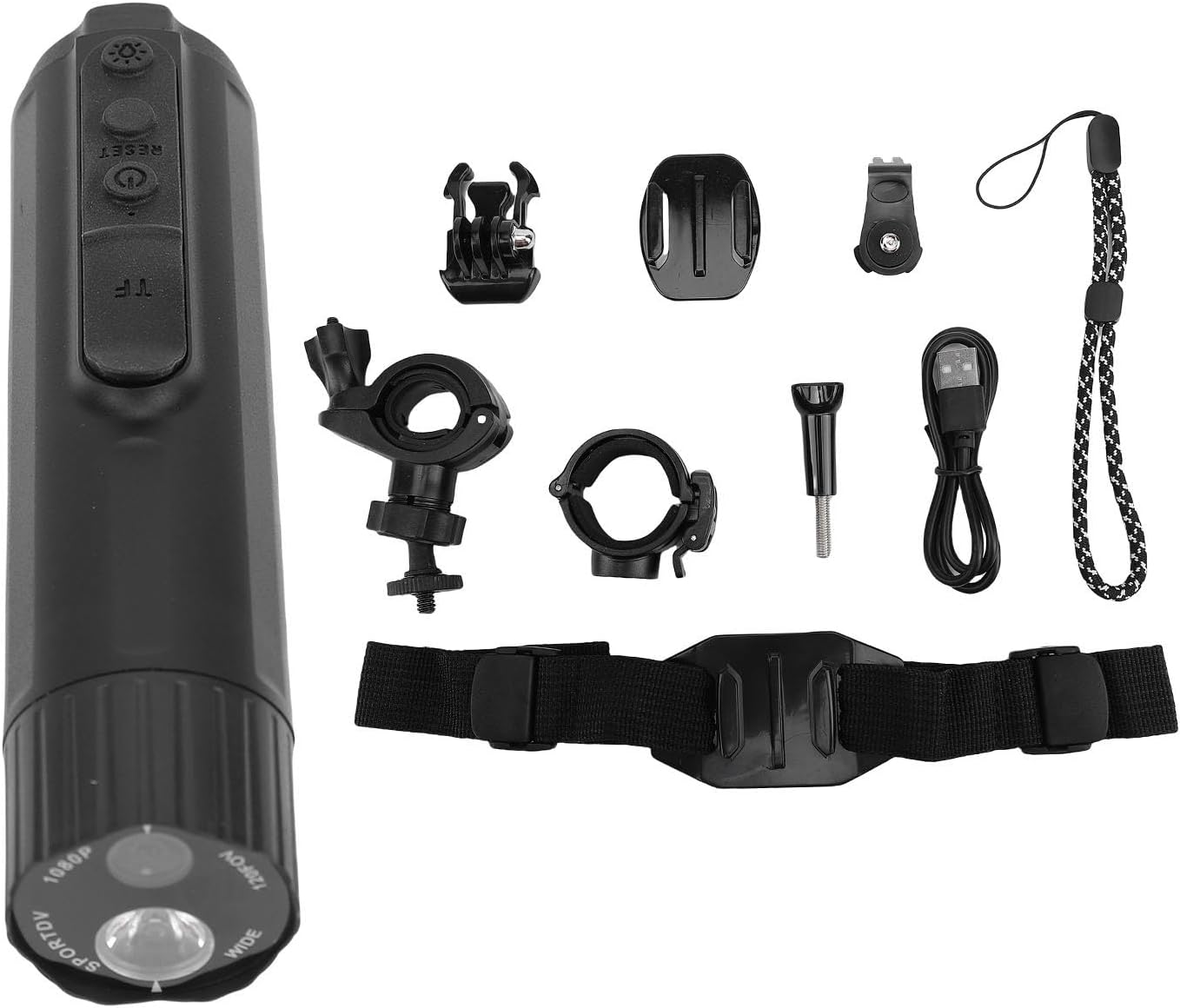 Vikye WiFi Helmet Camera, HD 1080P Bike Video Camera, IP68 Water Proof Action Camera with LED Headlight for Cars Bike Sports Helmet (Black)