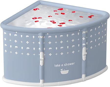 Portable Tub for Shower Stall, Foldable Bathtub, Freestanding Collapsible Tub, Foldable Bathtub Soaking Tub Ice Bath Tub Cold Plunge Tub, Folding Corner Shower Tub Grey