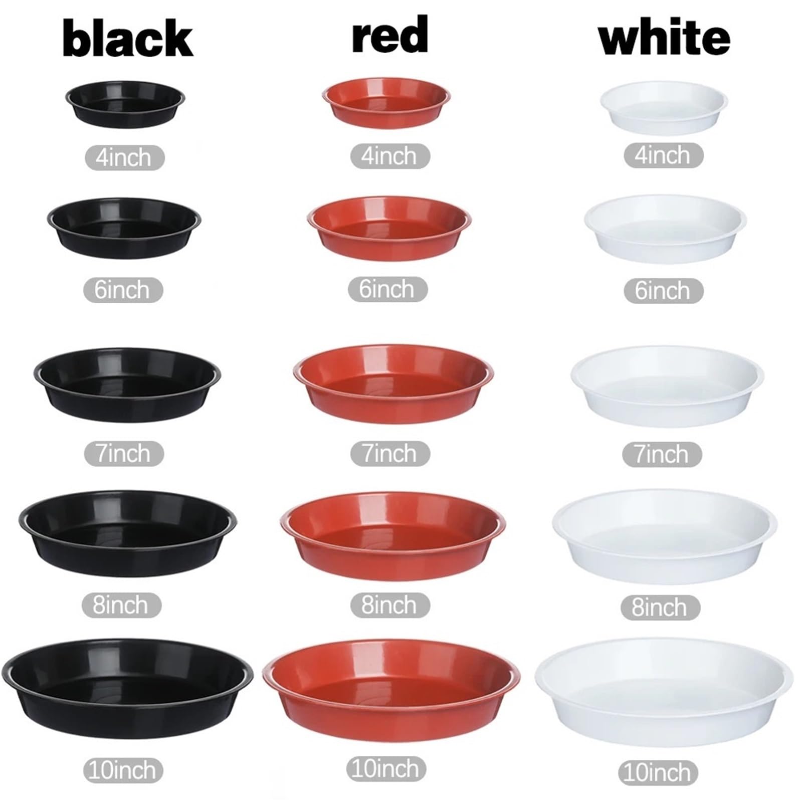 Plastikowe podstawki do doniczek Wewnątrz, na zewnątrz, z tworzywa sztucznego, spodek rośliny, tace ociekowe, okrągłe 10 szt. Wielokolorowe, Wiele rozmiarów(Black,26x30cm)