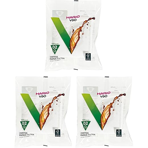 Tgl Co. The Good Life Company Hario 02 100-Count Coffee White Paper Filters, 3-Pack Set (Total Of 300 Sheets) (Japan Import)