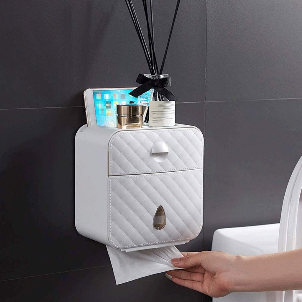 Dispenser di asciugamani di carta fissato al muro, bagno Dispenser di carta igienica senza perforazione senza perforazione Supporto for sacchetti di immondizia Dispenser di estrazione di carta for la