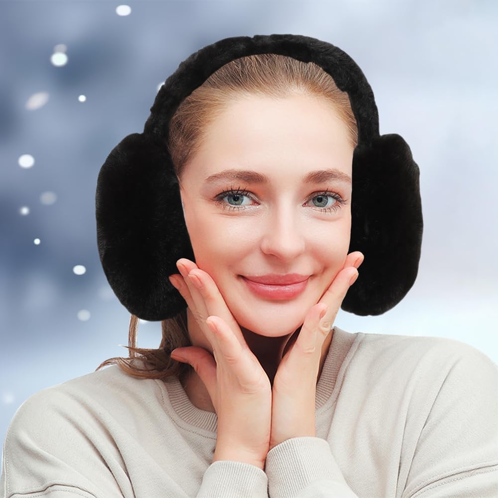 Winter Ear Muffs Women, Faux Fur Winter Girls Fuzzy Earmuffs, Foldable Fluffy Ear Covers, Outdoor Warm Ear Covers - Image 7