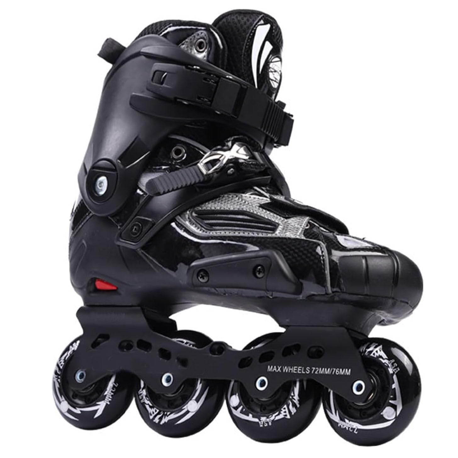 Roues de Patins à Roues alignées 72 mm/76 mm/80 mm, dureté 85A, pour Roues de Rechange de Hockey en Ligne en extérieur, Lot de 8, Noir Argent, 76 mm