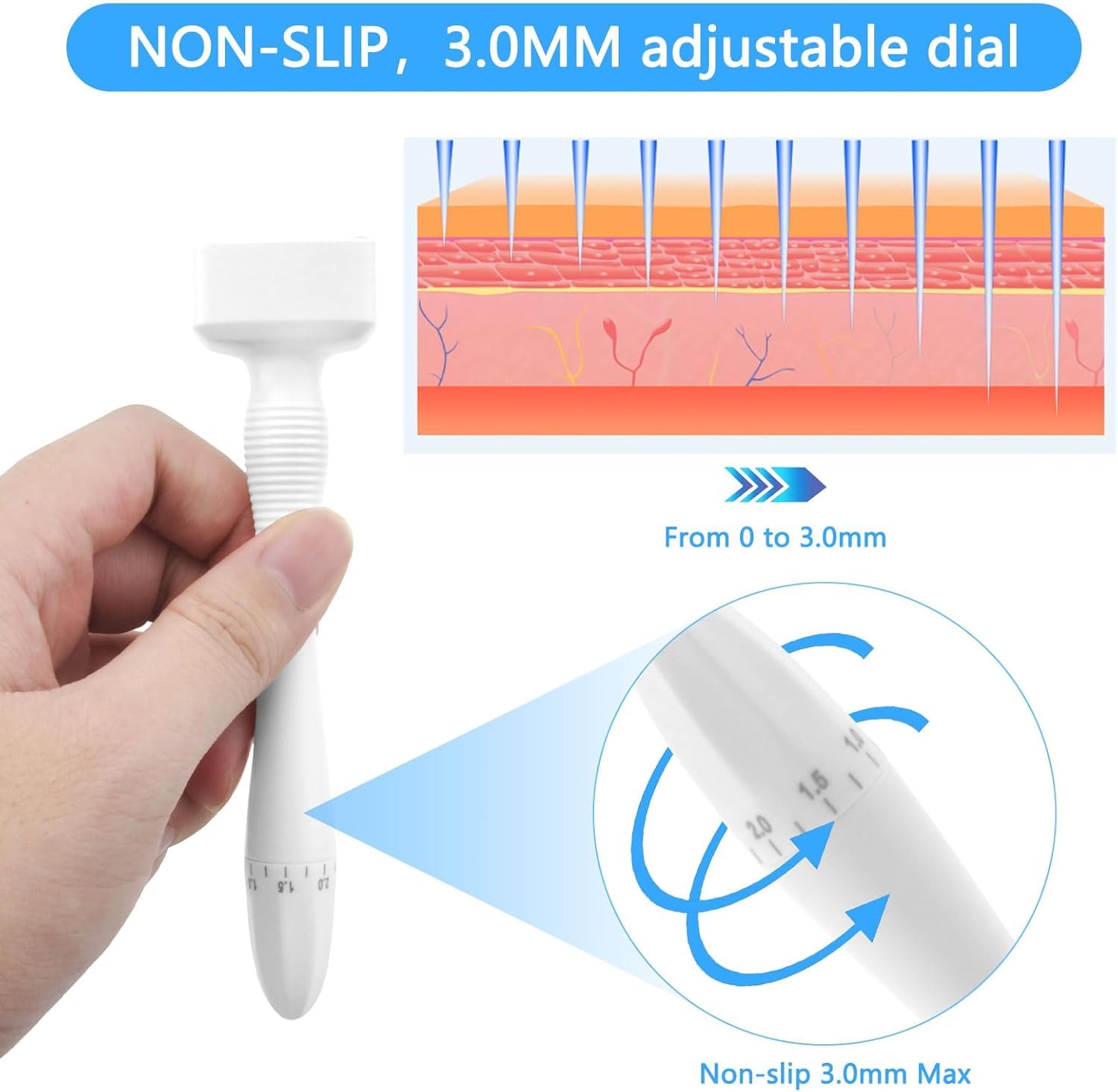Derma Stamp Micro Needling Pen – regulowany mikroigłowanie Derma Pen z wałkiem i stemplem, wałek do mikroigłowania do pielęgnacji skóry, wałek do brody i brody dla mężczyzn