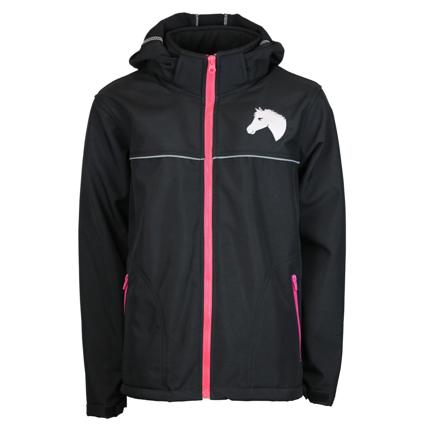 Eva - Set da equitazione per bambini, in softshell, con inserti in silicone, colore: grigio
